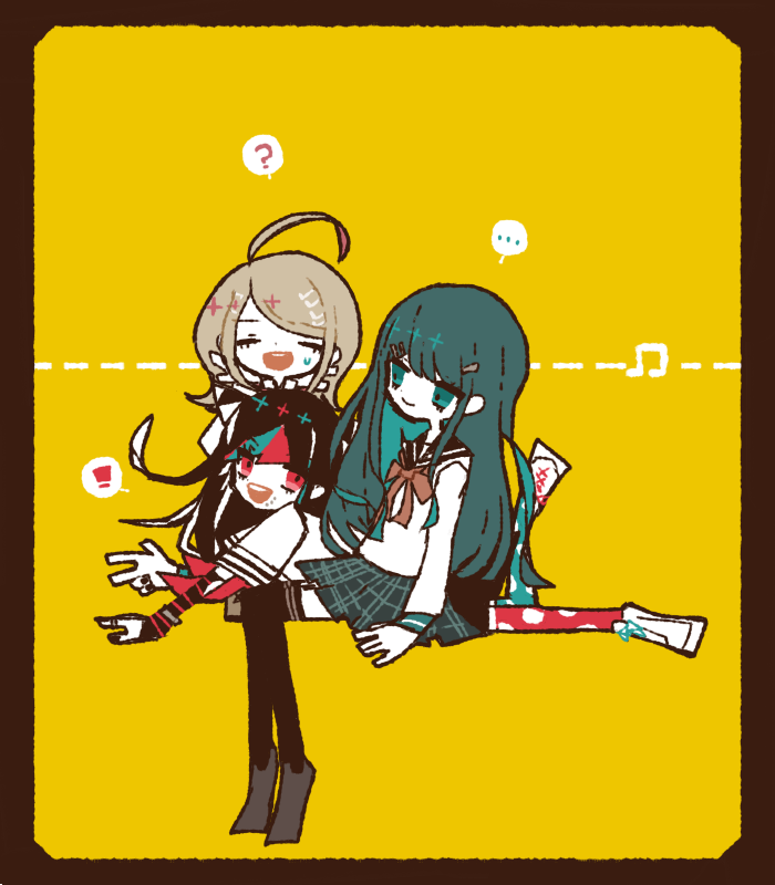 akamatsu kaede, maizono sayaka, and mioda ibuki (danganronpa and 3 more) drawn by aru_choumiryou