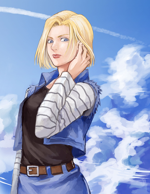 android 18 (dragon ball and 1 more) drawn by qi_(bleachcxn)