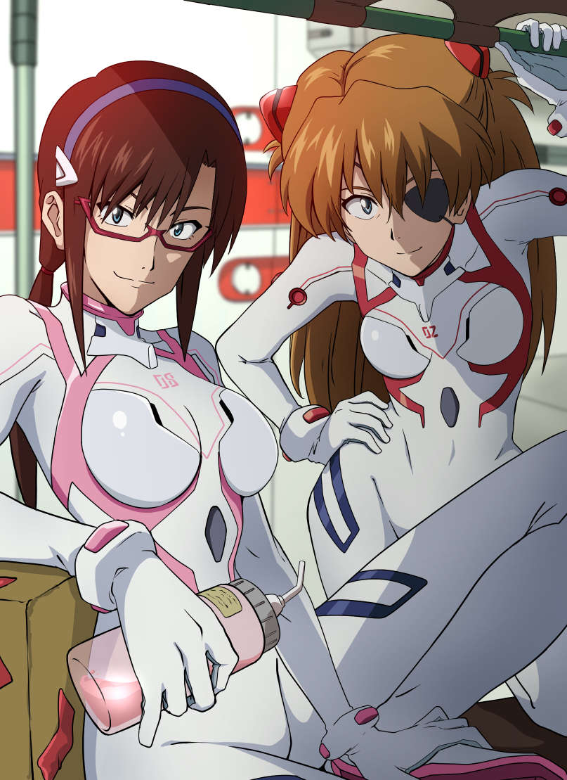 souryuu asuka langley and makinami mari illustrious (neon genesis evangelion and 2 more) drawn by kanau