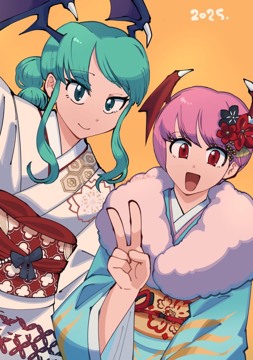 morrigan aensland and lilith (darkstalkers) drawn by oushiza_towel