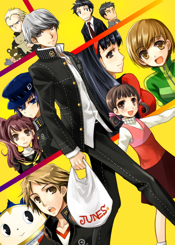 narukami yu, shirogane naoto, satonaka chie, kujikawa rise, amagi yukiko, and 5 more (persona and 1 more) drawn by macchatei_koeda