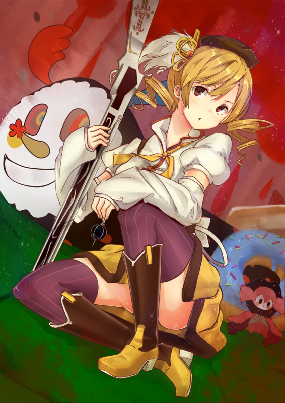 tomoe mami and charlotte (mahou shoujo madoka magica) drawn by makai_penguin