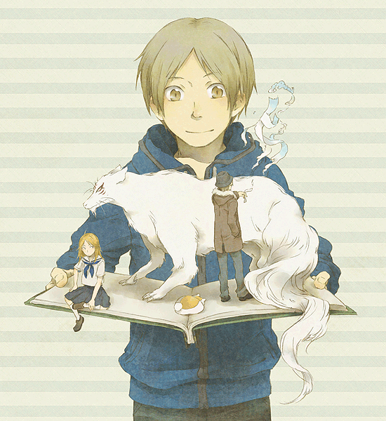 natsume takashi, nyanko-sensei, madara, natsume reiko, and natori shuichi (natsume yuujinchou) drawn by tame