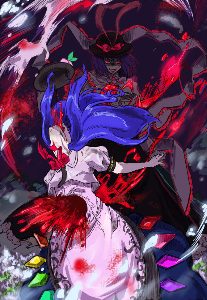 hinanawi tenshi and nagae iku (touhou) drawn by carrier_(pixiv)