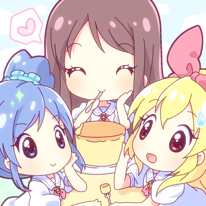 hoshimiya ichigo, kiriya aoi, and shibuki ran (aikatsu!) drawn by mirai_(sugar)
