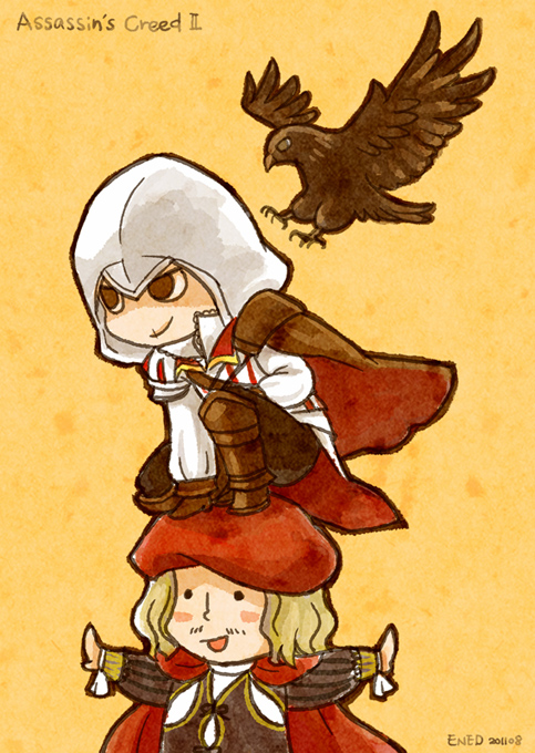 ezio auditore da firenze and leonardo da vinci (assassin's creed and 1 more) drawn by ened