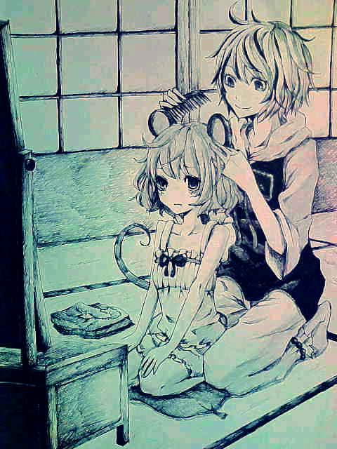 nazrin and toramaru shou (touhou) drawn by coco_maru