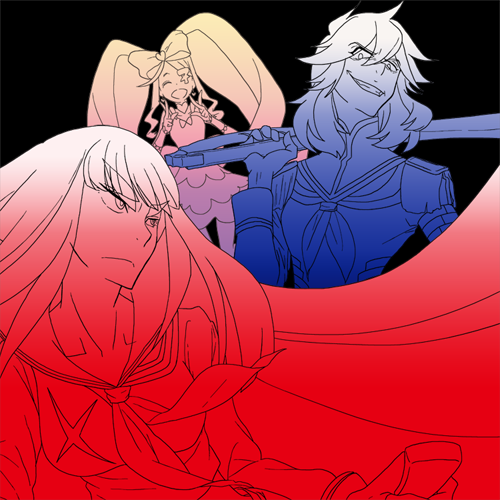 matoi ryuuko, senketsu, kiryuuin satsuki, junketsu, and harime nui (kill la kill) drawn by sota_(chocoholic25)
