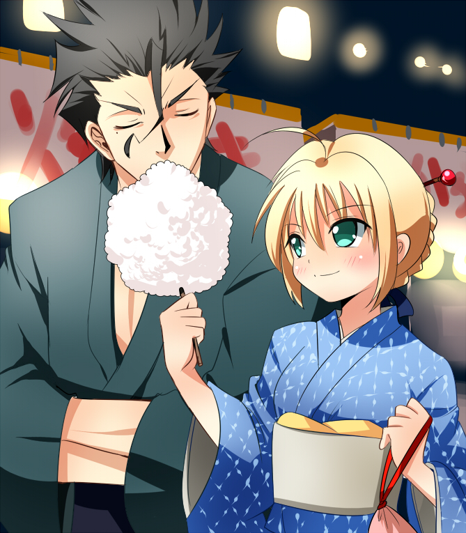 artoria pendragon, saber, and diarmuid ua duibhne (fate and 1 more) drawn by nagare