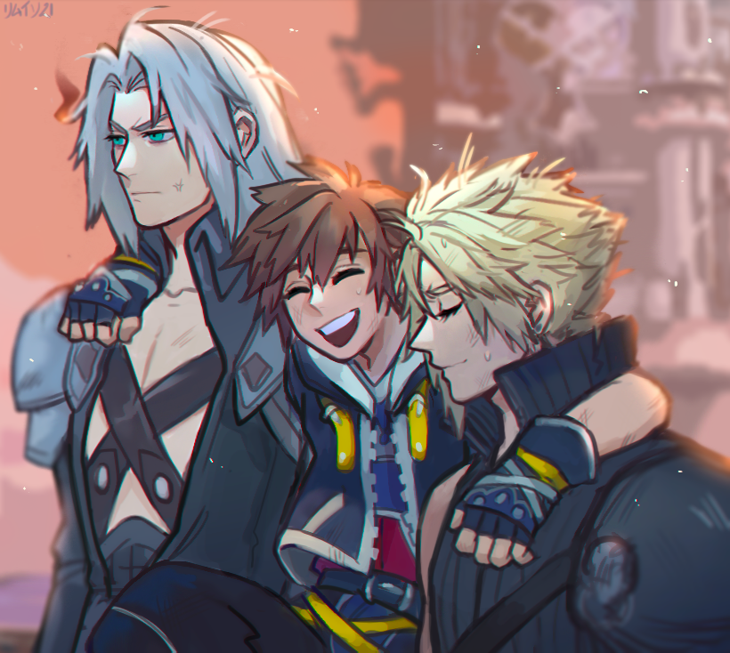 cloud strife, sephiroth, and sora (final fantasy and 5 more) drawn by rimuinart