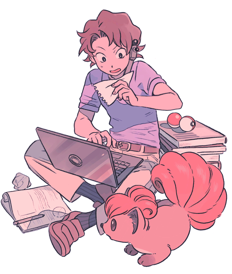 vulpix and bill (pokemon and 1 more) drawn by seirakun3
