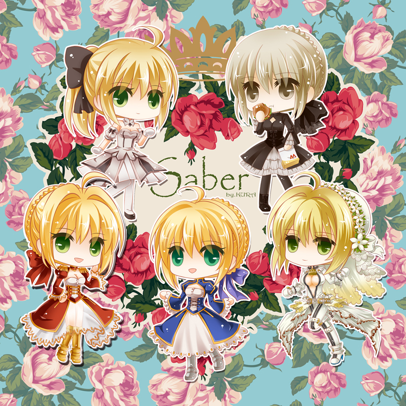 artoria pendragon, saber, saber alter, nero claudius, and saber lily (fate and 5 more) drawn by kura_(subarule)