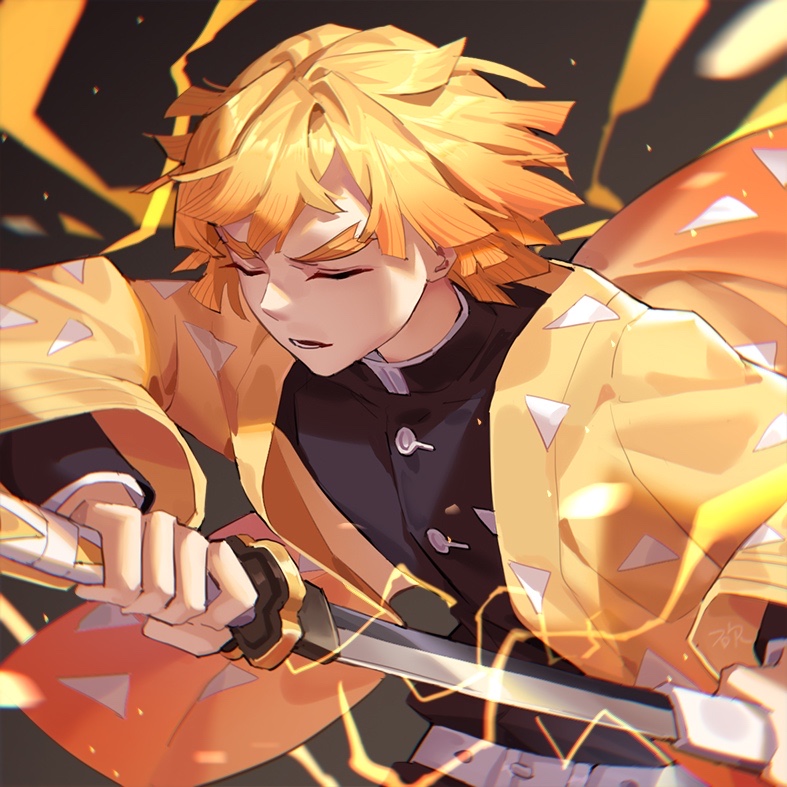 agatsuma zenitsu (kimetsu no yaiba) drawn by kan_(rainconan)