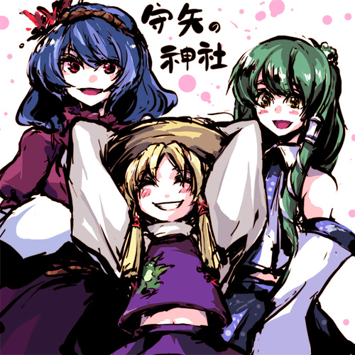kochiya sanae, moriya suwako, and yasaka kanako (touhou) drawn by tima