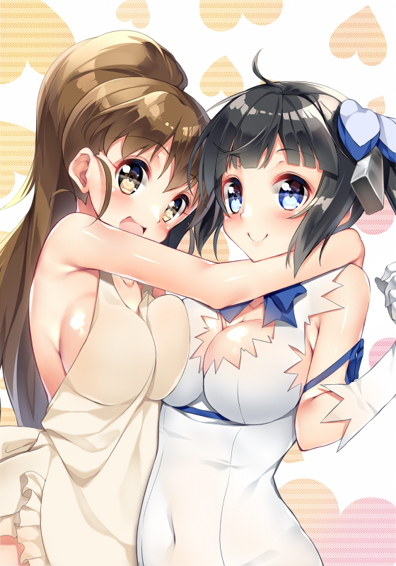 hestia and taneshima popura (dungeon ni deai wo motomeru no wa machigatteiru darou ka and 1 more) drawn by yappen