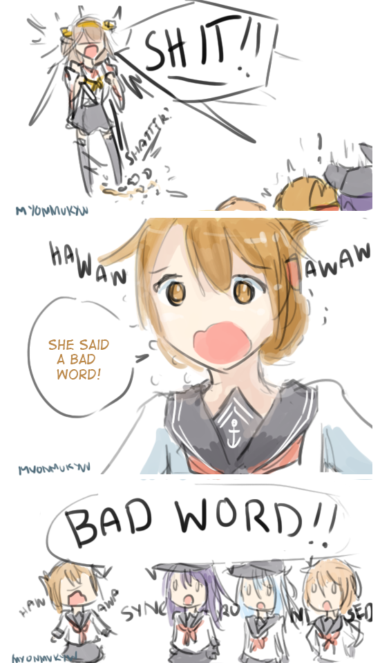 hibiki, kongou, inazuma, ikazuchi, and akatsuki (kantai collection) drawn by myonmukyuu
