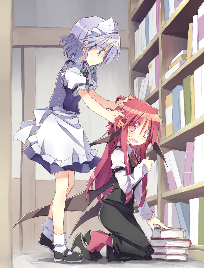 izayoi sakuya and koakuma (touhou) drawn by satou_kibi