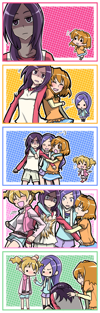 higashi setsuna, momozono love, yamabuki inori, and aono miki (precure and 1 more) drawn by megumiya