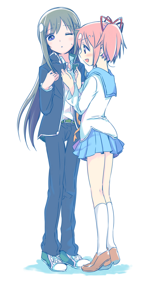akemi homura, kaname madoka, and ichijou raku (mahou shoujo madoka magica and 2 more) drawn by yamada_ako