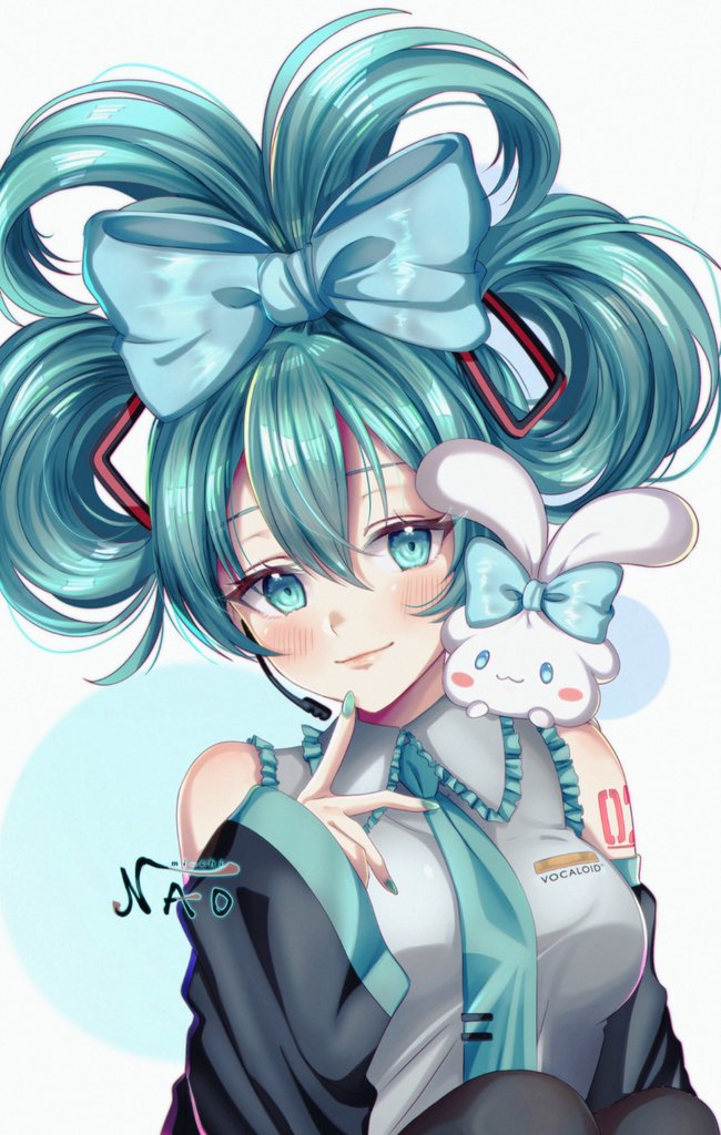 hatsune miku, cinnamoroll, and cinnamiku (vocaloid and 2 more) drawn by naochiarts