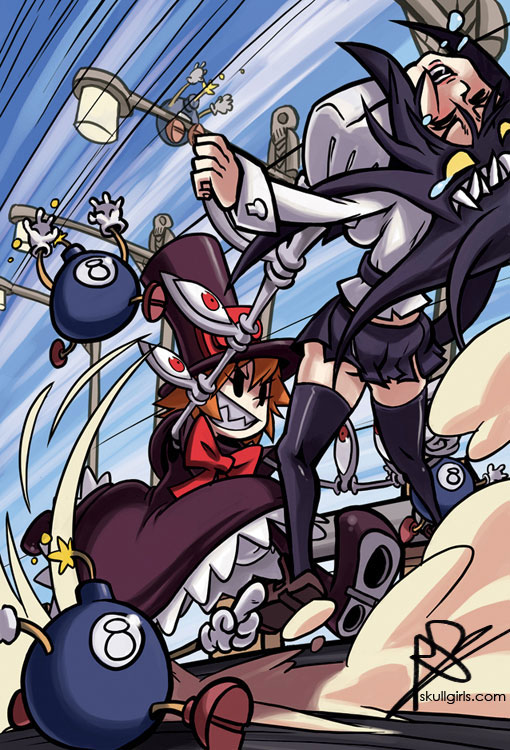 filia, samson, peacock, and george the bomb (skullgirls) drawn by alex_ahad