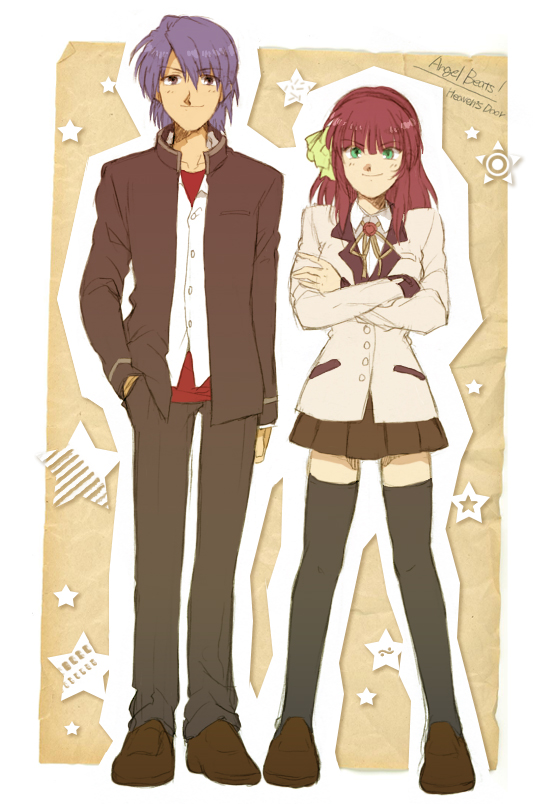 nakamura yuri and hinata hideki (angel beats!) drawn by chunko
