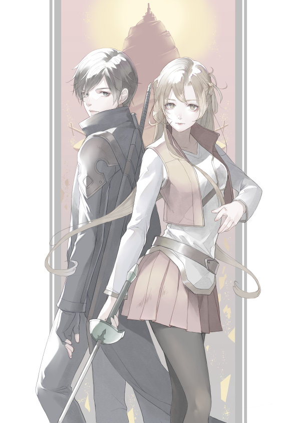 asuna and kirito (sword art online) drawn by ryokuyuu