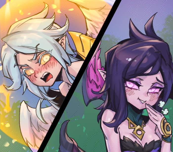 morgana and kayle (league of legends) drawn by phantom_ix_row