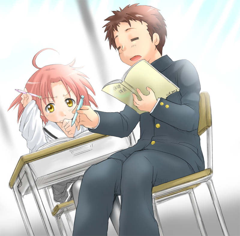 kogami akira and shiraishi minoru (lucky star) drawn by ubizo