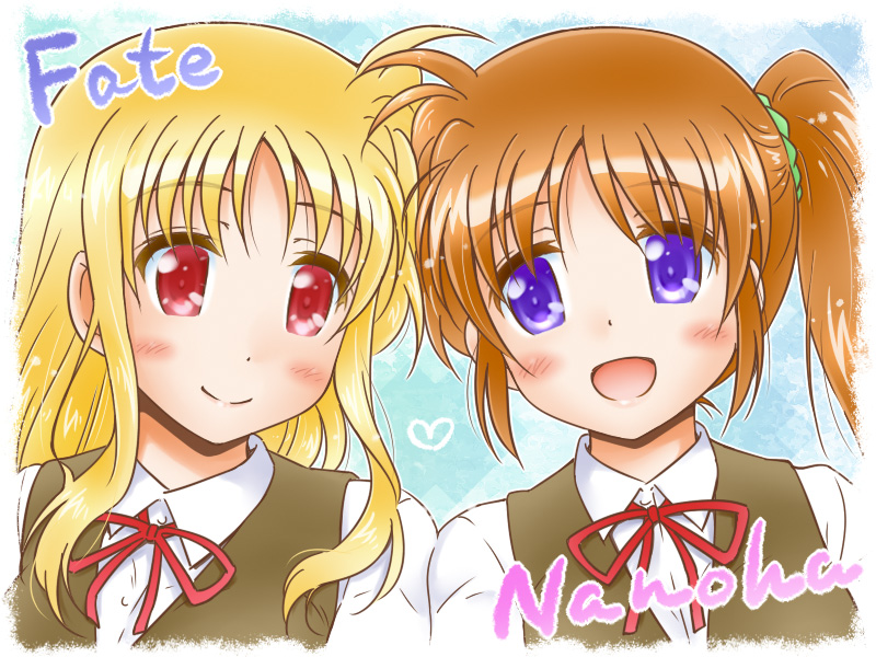 fate testarossa and takamachi nanoha (lyrical nanoha and 2 more) drawn by shinozuki_takumi