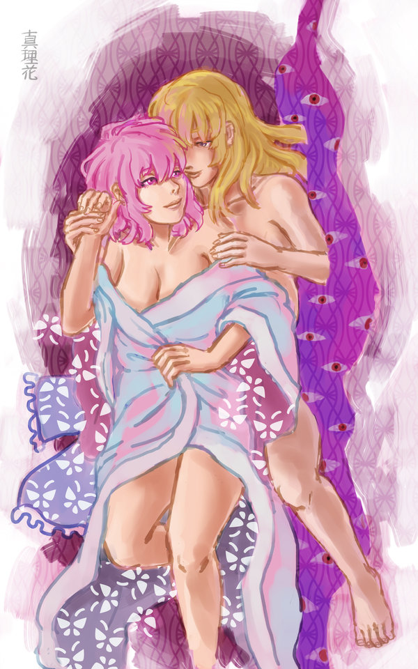 yakumo yukari and saigyouji yuyuko (touhou) drawn by maarika