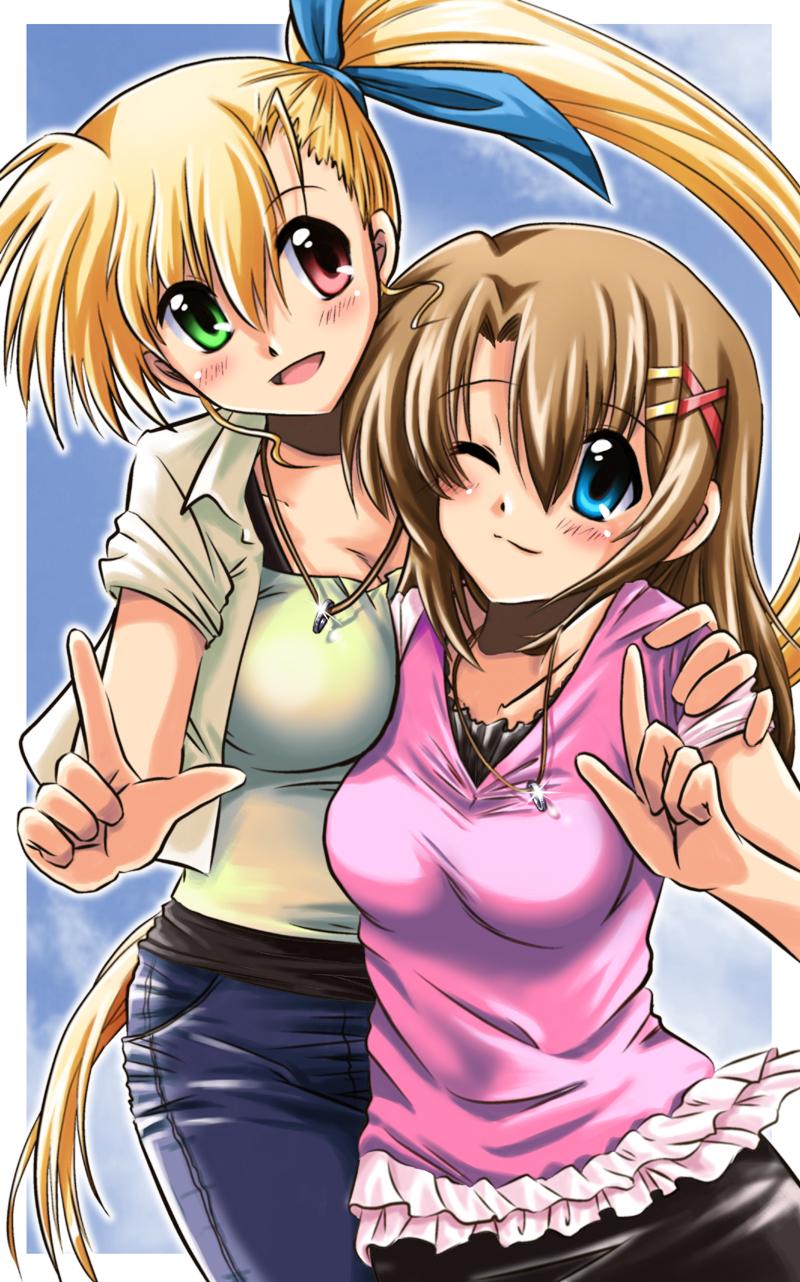 yagami hayate and vivio (lyrical nanoha and 1 more) drawn by san-pon
