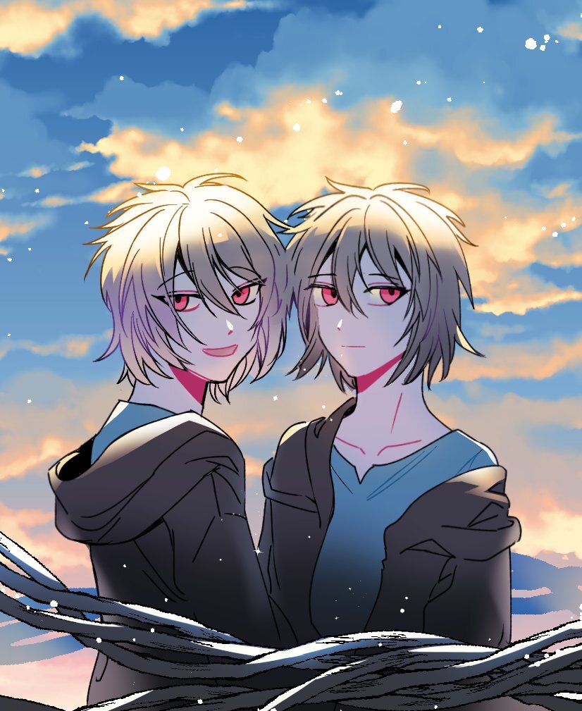 isoi haruki and origin alpha (saibou shinkyoku) drawn by b1ue_e4rth