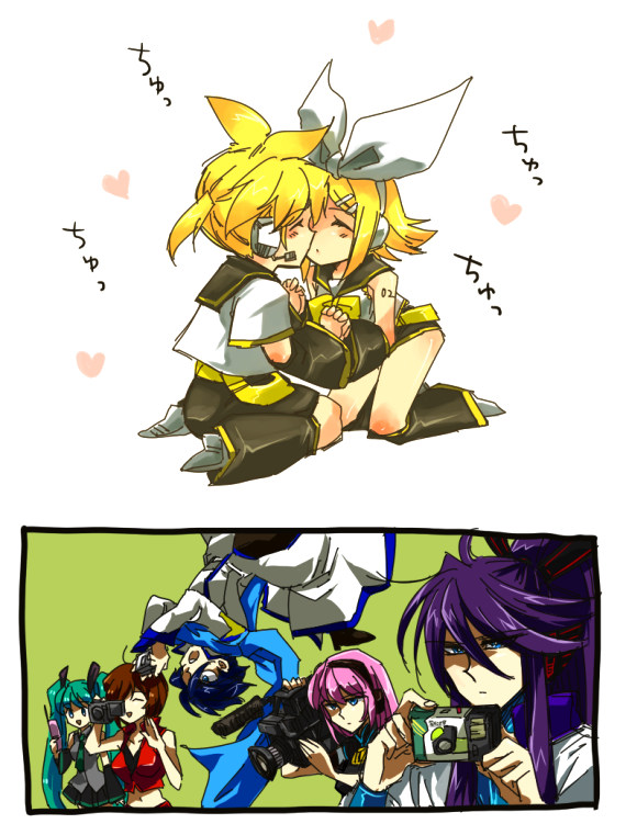 hatsune miku, kagamine rin, kagamine len, megurine luka, kaito, and 2 more (vocaloid) drawn by gi_(46rain)