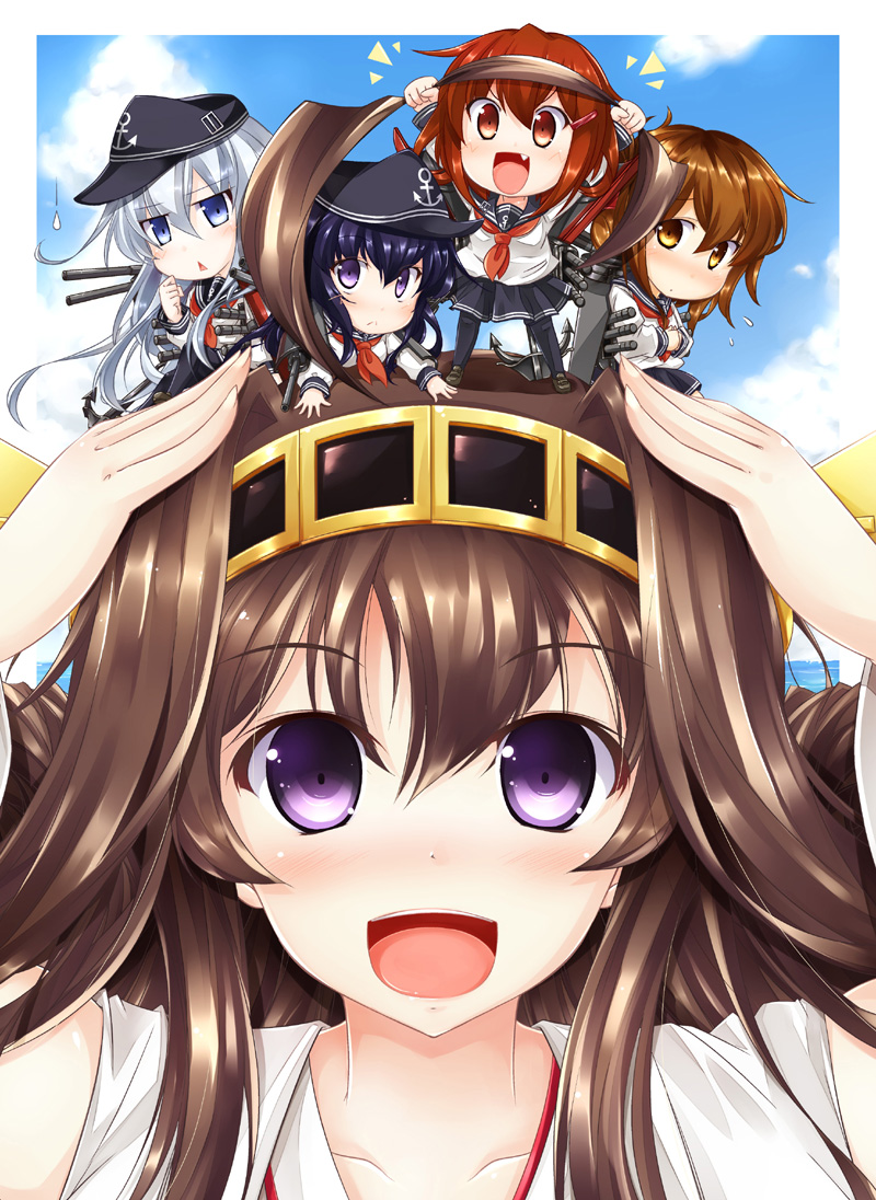 hibiki, kongou, inazuma, ikazuchi, and akatsuki (kantai collection) drawn by fujimoto_akio