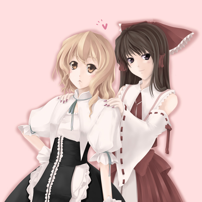 hakurei reimu and kirisame marisa (touhou and 1 more) drawn by enishi_midori