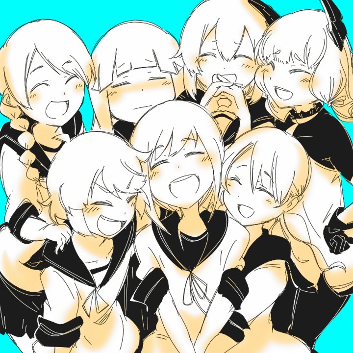 fubuki, murakumo, hatsuyuki, miyuki, murakumo kai ni, and 3 more (kantai collection) drawn by kenji_(8zidayo)