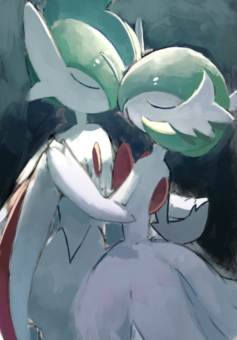 gardevoir, mega gardevoir, gallade, and mega gallade (pokemon) drawn by kuki_3433