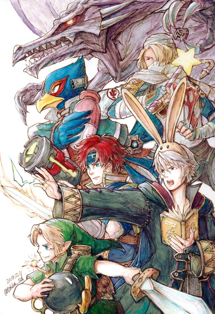 link, male robin, young link, roy, sheik, and 2 more (fire emblem and 11 more) drawn by tohka_sd
