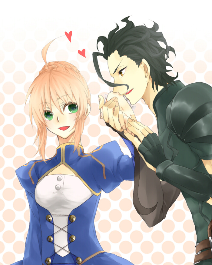 artoria pendragon, saber, and diarmuid ua duibhne (fate and 1 more) drawn by asagi-so