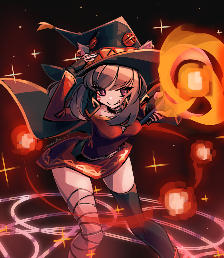 warrior of light and megumin (final fantasy and 2 more) drawn by makaroll