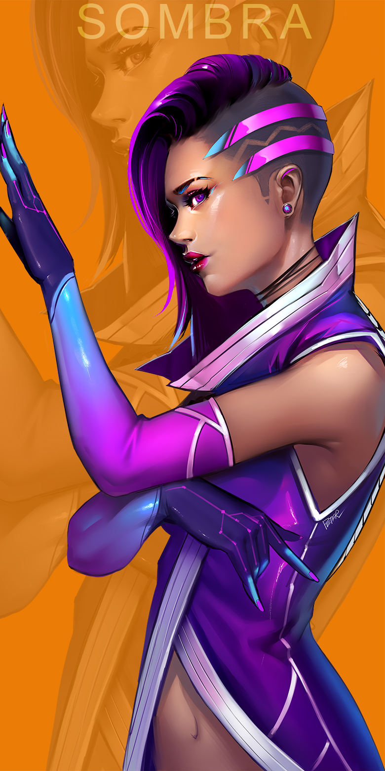 sombra (overwatch and 1 more) drawn by peter_xiao