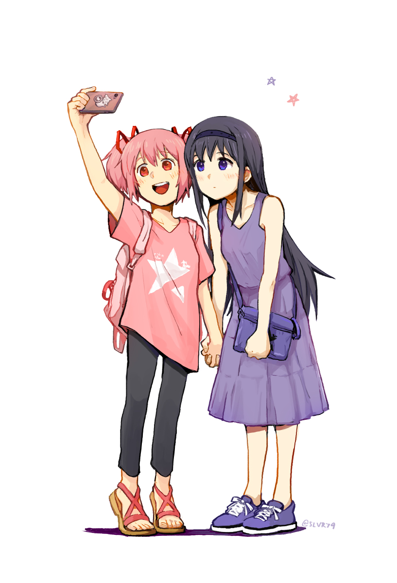 akemi homura and kaname madoka (mahou shoujo madoka magica) drawn by silverxp