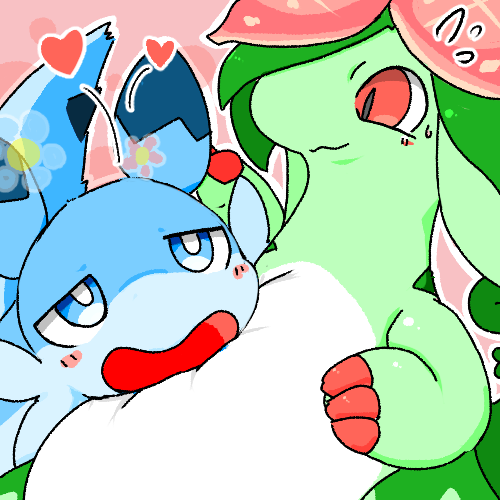 chillet and dinossom (palworld) drawn by adex_thunder