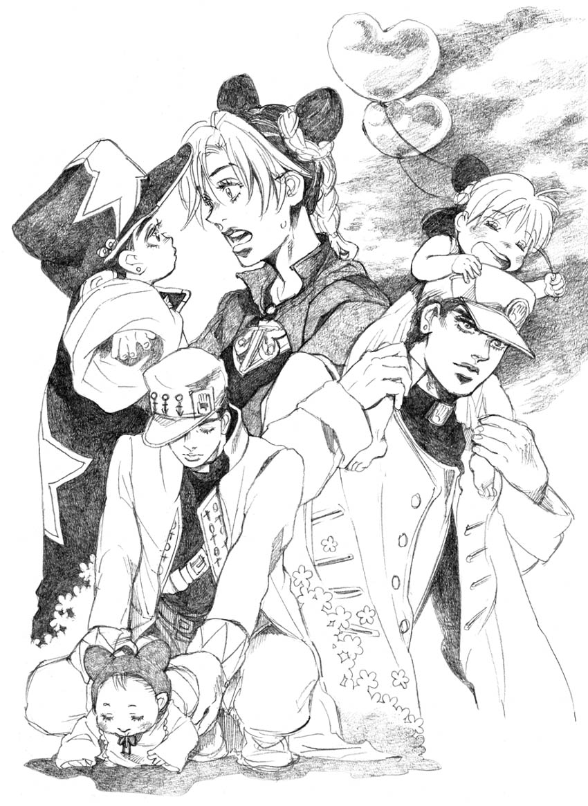 kujo jotaro and kujo jolyne (jojo no kimyou na bouken and 2 more) drawn by bud_(korovsme)