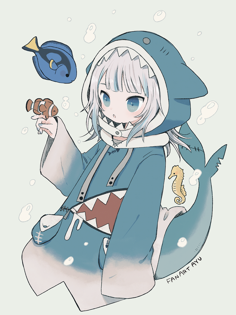 gawr gura (hololive and 1 more) drawn by ayu_(mog)