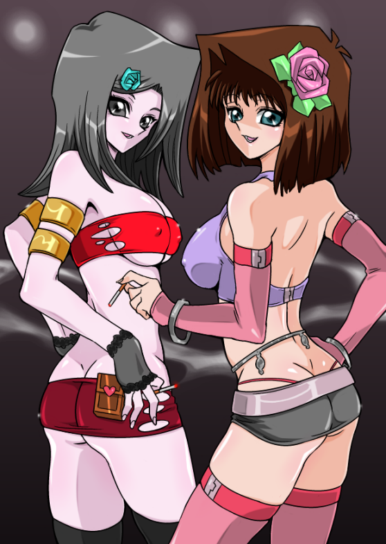 mazaki anzu and kitamori reiko (yu-gi-oh! and 2 more) drawn by straw_(yokubou_hiroba)