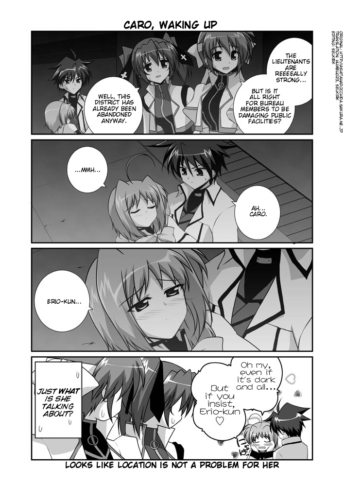 subaru nakajima, teana lanster, caro ru lushe, and erio mondial (lyrical nanoha and 1 more) drawn by mikage_takashi