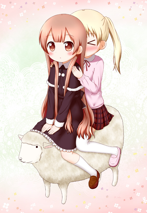 oomuro hanako and takasaki misaki (yuruyuri and 1 more) drawn by aoba_(kona)