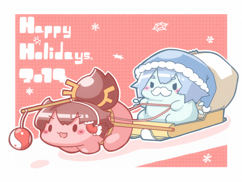hakurei reimu, cirno, heko reimu, and heko cirno (touhou) drawn by hekoningyou_(waraningyou)